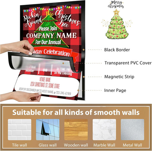 PUJIANG 11" 17" 6Pack) x Self-Adhesive Magnetic Display Frame, Double Sided Window Magnetic Sign Holder with Clear PVC
