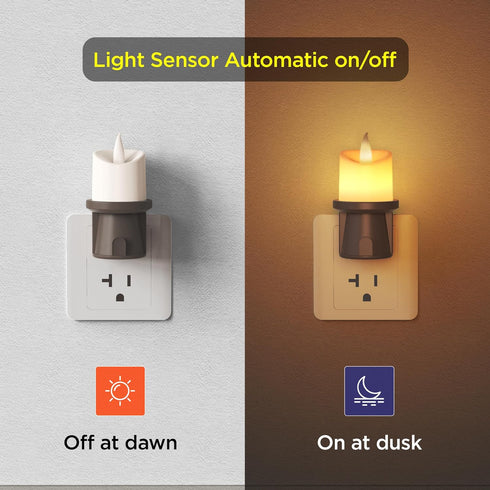2-in-1 (4 Pack) 4 Pack) Plug in Night Light - Dual Mode: Sensor & Remote Control - Modern Farmhouse Black Candle Wall