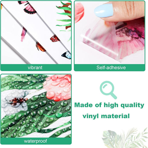 Zonon Hummingbirds Wall Decals, Peel and Stick Vinyl Stickers with Butterfly Flowers for Living Room Bedroom Decor