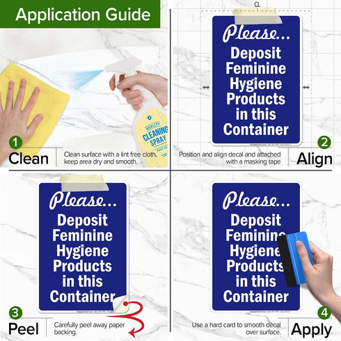 10x7 Inches, 4 Please Deposit Feminine Hygiene Products In This Container Sign, Mil Vinyl Decal Stickers Weather