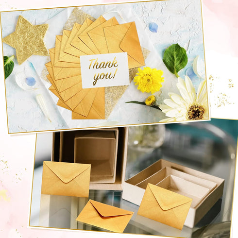 Yahenda 200 Count Mini Gift Card Envelopes Bulk Wedding Pocket Small Paper Envelopes Gift Card Sleeves Greeting Business Card Envelopes Tiny Envelope for Mother's Day 4 x 2.7 Inch(Gold) by Yahenda