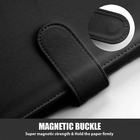Sooez A6 PU Leather Notebook Binder - 6 Ring Planner Organizer with Magnetic Buckle Closure (7.48"x5.2")