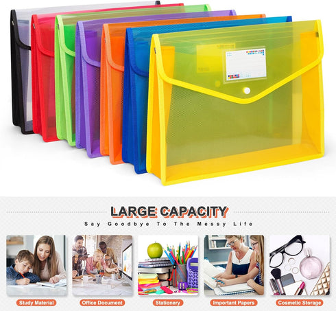 Waterproof Transparent Plastic File Folders, Expandable File Organiser - Large Capacity A4B4 File Wallet for