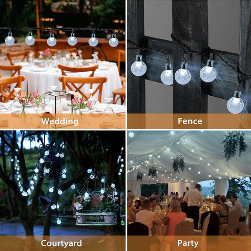 Galavasen 2x46FT 66LED 8Modes 2Pack(Pure Outdoor Solar String Lights, Crystal Solar Powered Christmas Fairy String