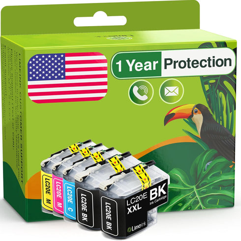 Limeink Compatible Ink Cartridges Replacement for Brother LC20e, 5 Pack for MFC-J985DW, J5920DW, J775DW, J985DWXL