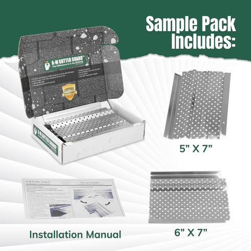 A-M Gutter Guard - Aluminum - Sample Pack - includes both 5" and 6" Width Samples (7" in length, Mill Finish)