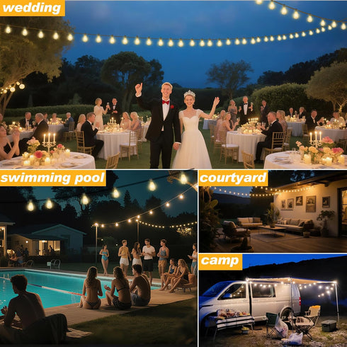 Adirxon 25 13 Bulbs FT Outdoor String Lights with Shatterproof Waterproof LED Edison Connectable Hanging Patio Lights