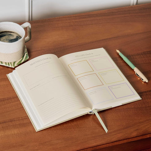 Papier Daily Wellness Journal Diary - Beige, A5 Hardback Cover for Wellbeing, Gratitude & Mindset Tracking