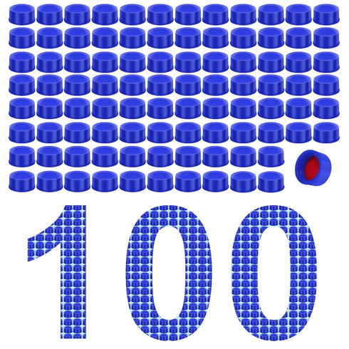 Blue Solid Polypropylene Cap, Red Silicone Septa with Ribbed Thread Screw Cap, Accessary for 1.5ml 18.ml 2ml 9-425 HPLC Autosampler Pack of 100