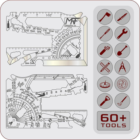 MRF Card Multitools 3.0-60+ Universal Tools Credit Card Multitool with Knife - Titanium Wallet Multi Tool with Ruler
