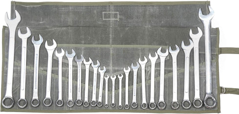 Wrench Pouch 26 Pocket Tool Organizer, 100% Cotton Waxed Canvas, SAE & Metric Roll Up Pouch