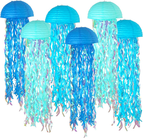ADLKGG 10" Jellyfish Paper Lanterns Lamps - Gradient Blue Under the Sea