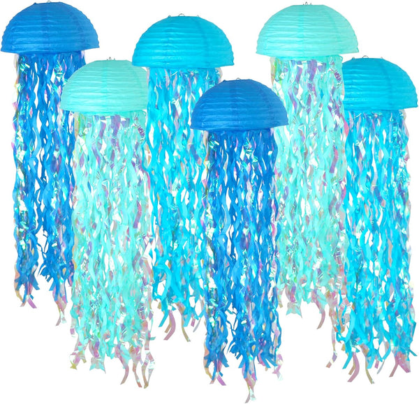ADLKGG 10" Jellyfish Paper Lanterns Lamps - Gradient Blue Under the Sea