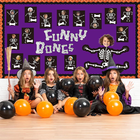 Halloween Classroom Bulletin Board Decoration Set, Funny Bones Bulletin Board Skull Cutouts for Decor
