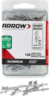 Arrow RSA1/8IP Short Aluminum Pop Rivets, 1/8-Inch, 100-Pack for Metal, Fabric, Leather, Auto Repair
