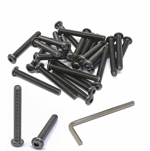 iexcell 25 Pcs 1/4-20 x 2" Alloy Steel Hex Socket Button Head Cap Screws Bolts Kit, Black Oxide Finish