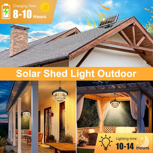HOMEAN 222 800LM, 3 Solar Shed Light Otudoor - Solar Pendant Light Indoor Outdoor with LED Modes Motion Sensor