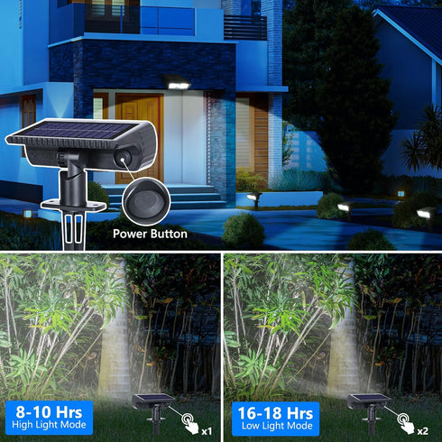 2 Pack 2 Toodour Solar Spot Light Outdoor, Solar Lights Outdoor with Modes, Waterproof Solar Powered Flood Lights