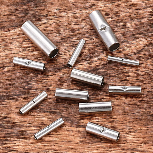120 Pcs Non Insulated Butt Connectors, 22-16 Gauge Electrical Wire Seamless Crimp Ferrule Terminals Connectors