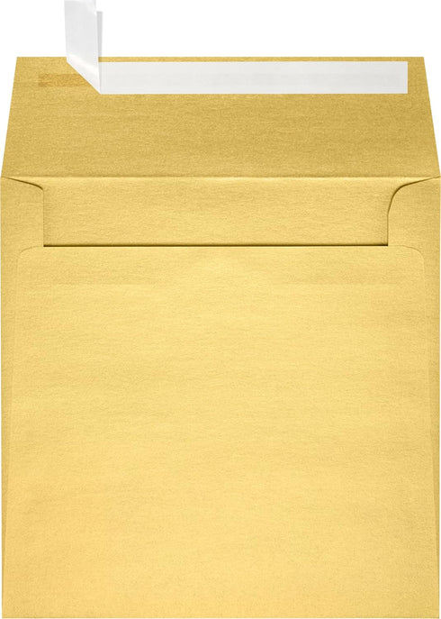 LUXPaper Square Invitation Envelopes | Gold Metallic | Peel & Press | 6" x 6" | 80lb. Text | 50 Qty