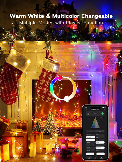 115FT 300 Dimmable BrizLabs Smart Christmas Lights, LED Fairy String Lights with App/Voice Control, Warm White