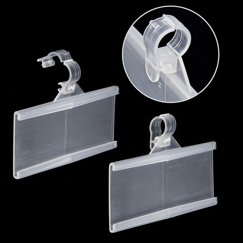 Pack of 100 Plastic Wire Shelf Label Holder, Sign and Ticket Holder, Easy Clip Design with Tight Snap Lock Closure,