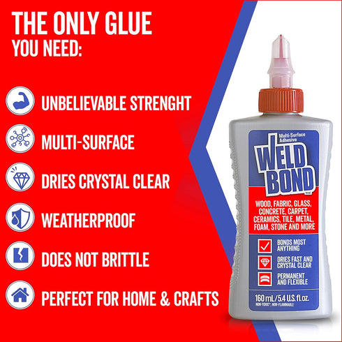 2-Pack Non-Toxic Multi-Surface Glue, 5.4oz / 160ml, Bonds Most Anything! Use for Wood, Glass, Mosaic, Pottery, Jewelry