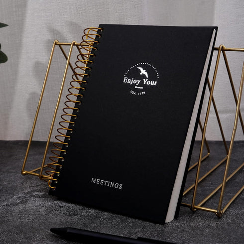 Meeting Notebook for Work, 120 Sheets Meeting Planner Organizer for Office Meeting Agenda, A5 Black Notebook