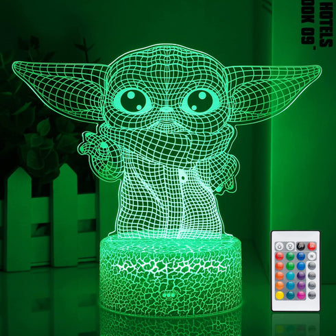 Star Wars 3D Night LightBaby Yoda LED Lamp with Remote Control and