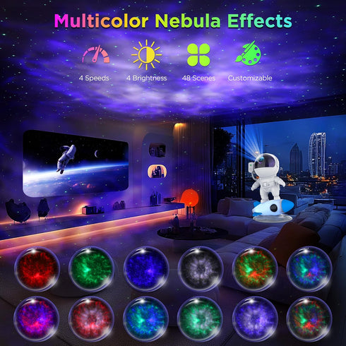 FlyLily Astronaut Galaxy Projector for Bedroom, Star Projector Galaxy Light with App & Remote Control, White Noises