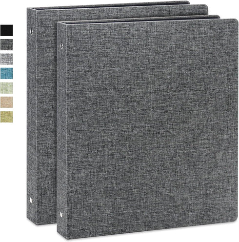 Vienrose 2 Pack 1 Inch Round Ring Binder with Linen Cover, Durable Binder Holds 8.5" x 11" Paper for School & Office
