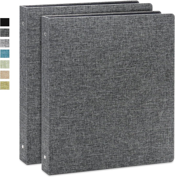Vienrose 2 Pack 1 Inch Round Ring Binder with Linen Cover, Durable Binder Holds 8.5" x 11" Paper for School & Office