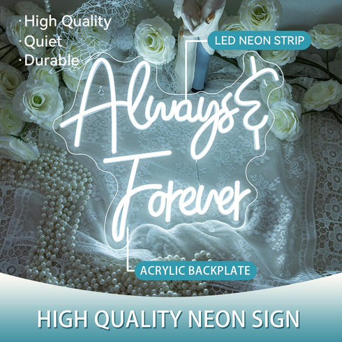 15.4x12.6 inches Ineonlife Always Forever Neon Sign for Wall Decor Love Oh Baby White Letter LED Lights for Wedding