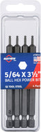 Mayhew Tools 19514-4 USA SAE Ball Hex Power Bit, 4-Pack, 5/64 x 3.5"