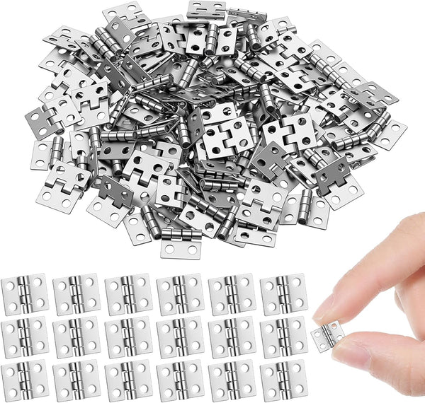 Neyauo 100 Pcs Mini Hinges 10x8mm Small Hinges for Crafts with 400 Screws