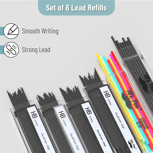 Mr. Pen Metal Mechanical Pencil Set, 5 Sizes, 0.3, 0.5, 0.7, 0.9, 2mm for Sketching and Drafting