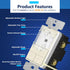 Dimmer Dimmable 200W 3-Way, 120 LIDER Motion Sensor Switch for LED/CFL Lights, V, Modern Upgrade, No Neutral Required