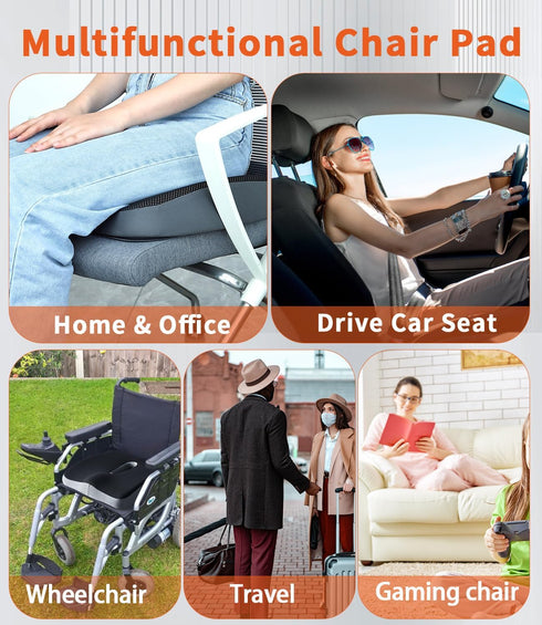 OKEJUNYE Tailbone Memory Foam Seat Cushion, Large Office Chair Cushions Chair Pad for Sciatica Coccyx Lower Back Pain
