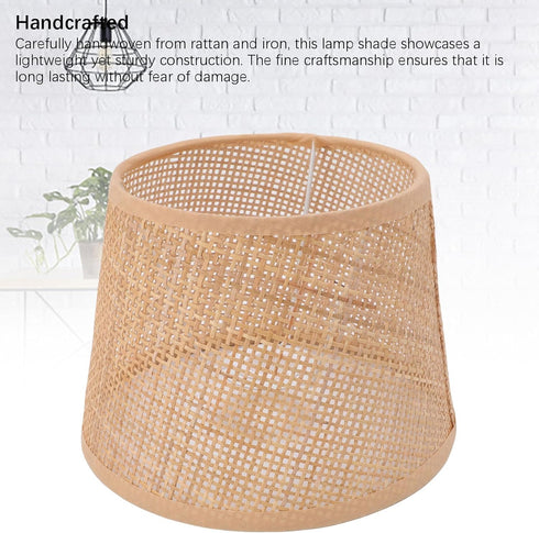 E27 E14 Rattan Lamp Shade Small Rattan Woven Cylinder Lamp Shade Boho Lamp Shades for Floor Lamps, Pendant Light