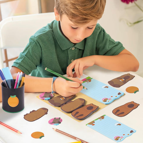 Capybara Sticky Notes Set - 550 Sheets, Don’t Worry Be Capy Self-Stick Notes Pads, Cute Animal Writing Memo Pages for