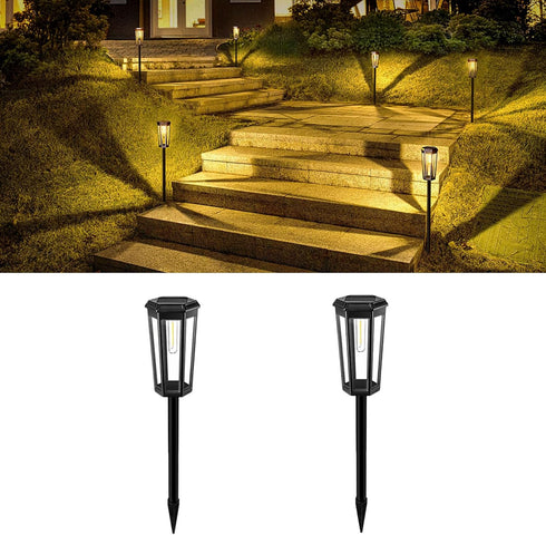 Generic 3000K Solar Pathway Lights, 2 Pack LED Solar Lights Outdoor Waterproof, Garden