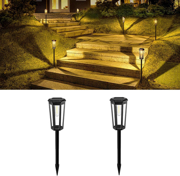 Generic 3000K Solar Pathway Lights, 2 Pack LED Solar Lights Outdoor Waterproof, Garden