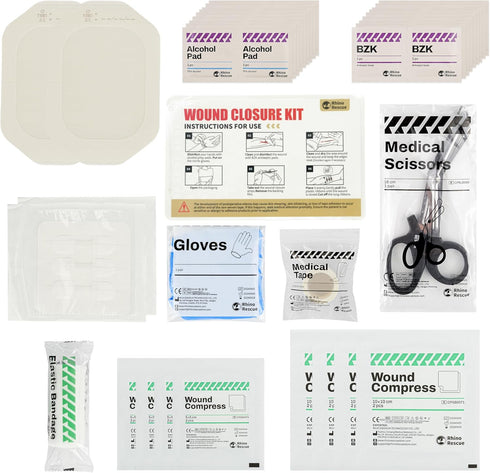 6pcs RHINO RESCUE Wound Closure Kit, with Dresssings, Wound Closure Strips Without Suture, Stitch Zip Laceration