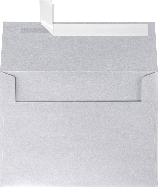 LUXPaper Silver Metallic A7 Invitation Envelopes | Peel & Press | 5 1/4" x 7 1/4" | 80lb Text | 50 Qty