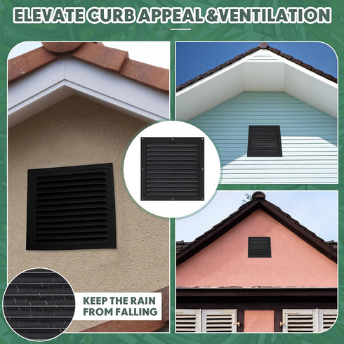 2pcs Attic Vents, Gable Vents Aluminum Wall Vent with Screen Mesh, Square Vent Louver for Exterior Door House Attic
