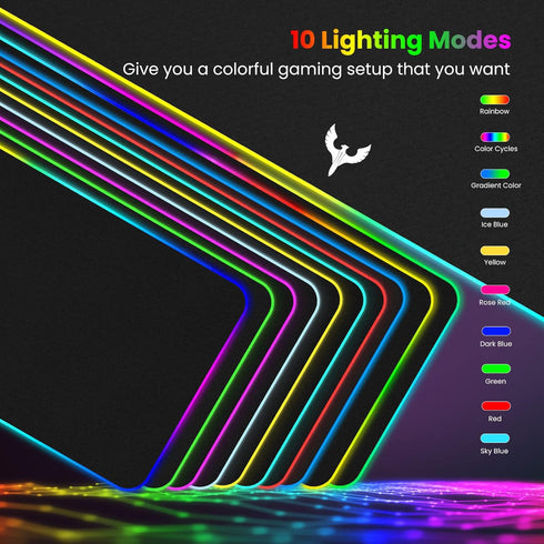BladeHawks Extra Large RGB Gaming Mouse Pad - 14 Light Modes, Extended Soft LED Mouse Pad, Anti-Slip Rubber Base