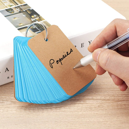 8 Pack, 2.2"x3.5", 400 Counts Blank Flash Cards with Ring for Studying, Colored Index Cards with Ring Note Cards Heavy