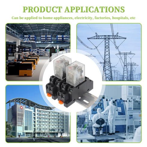 AC 12V Electromagnetic Power Relay HH52P JQX-13FL, 62PL Coil, 8 Pin 10A DPDT with LED Indicator and Terminal Socket