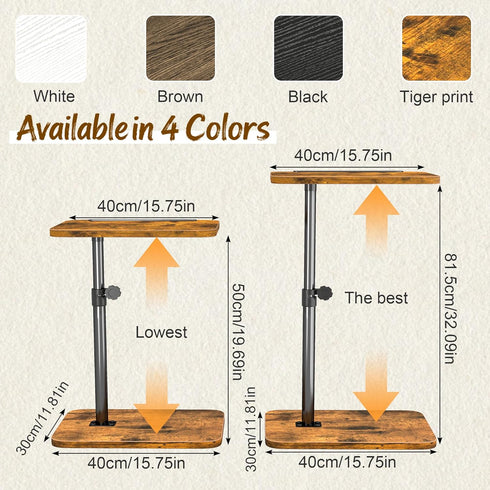 Office Desk Computer Workstations Laptop Table Adjustable Height, C Shaped End Table, Suitable for Home Coffee Tables