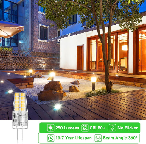 5 Pack G4 Bulb 2W 30W 3000K 250 360Beam T3 Bulb Bulbs, 12V G4 BUBO LED Equivalent Warm White Lumens Angle, Halogen